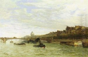 Vue De La Seine A Paris by Frank Myers Boggs