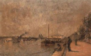 Barges On The Seine by Frank Myers Boggs