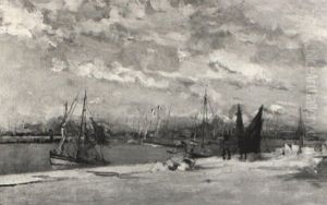 Harbor At Honfleur by Frank Myers Boggs