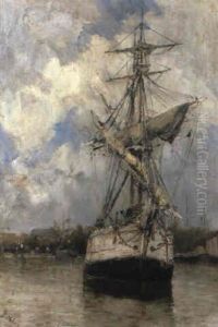 Sailing Vessel In Harbour by Frank Myers Boggs