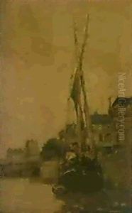 Ankerndes Schiff Am Quai by Frank Myers Boggs