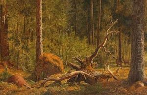 Deer In The Dyrehaven by Carl Henrik Bogh
