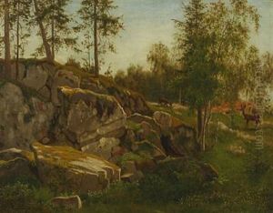 Roe Deer In The Forest by Carl Henrik Bogh