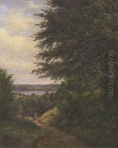 Narrow Country Road With Lake In The Distance Narrow Country Road With Lake In The Distance