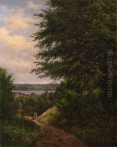 Narrow Country Road With Distant Lake Narrow Country Road With Distant Lake