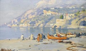 Kustenpartie Bei Amalfi Mit Fischerbooten. by Luca Albino