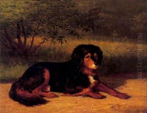 Skovparti Med Liggende Spaniel by Carl Henrik Bogh