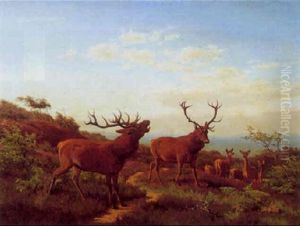 Kronvildt I Lyngbakker by Carl Henrik Bogh