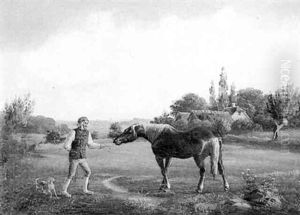 Landskab Med Bonde, Hest Og Hund by Carl Henrik Bogh
