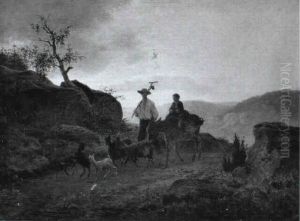 Geder Og Aesel Pa En Bjergvej