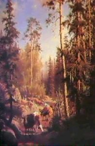 Skogsglanta Med Kor I Vall by Carl Henrik Bogh