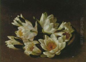 Stilleben Med Vita Nackrosor Pa Lerfat by Elisabeth Bogh
