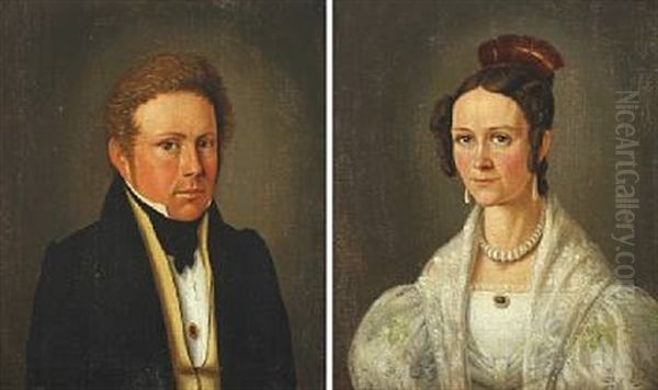 Portaits Of Estate Manager Peder Hansen And His Wife Erasmine Hansen, Nee Rothhausen (pair) - view 1