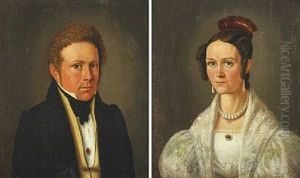 A Pair Of Portaits Of Estate Manager Peter Hansen And Mrs. Erasmine Hansen Born Rothhausen (pair)