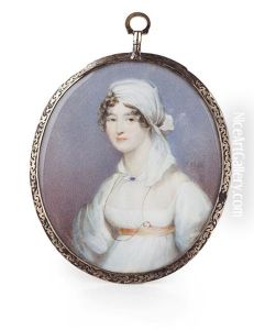 Miniature Portrait Of A Young Lady by John Bogle