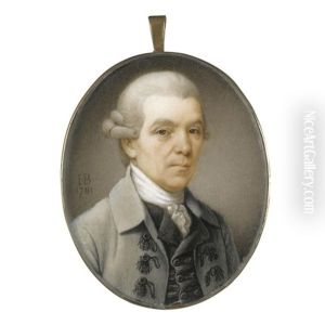 Portrait Of A Gentleman Wearing A Grey Coat With Black Frogging, A Black Waistcoat And A White Cravat by John Bogle
