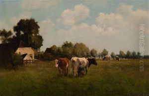 Milking Of The Cows In A Meadow by Herman Bogman I