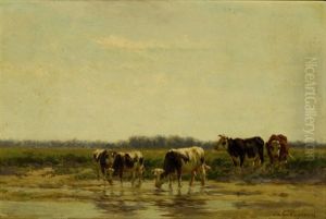 Cows By The Water's Edge by Herman Bogman I