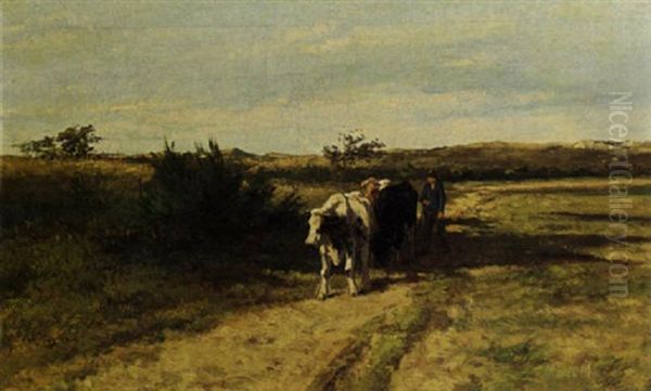A Peasant With His Cattle On A Country Road - view 1