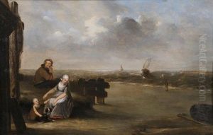 Famille Au Bord De La Mer by Johannes Mattheus Bogman