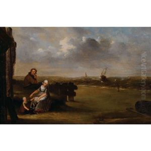 Fischerfamilie An Bewegter Kuste by Johannes Mattheus Bogman