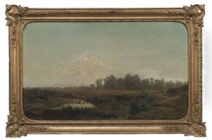 Lavandiere Dans Un Paysage by Giacinto Corsi Di Bognasco