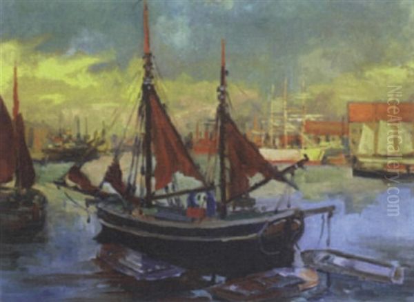 Moored Boat In A Sunlit Harbour - view 1