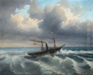 A Sidewheel Steamer by Alexei Petrovitch Bogoliubov