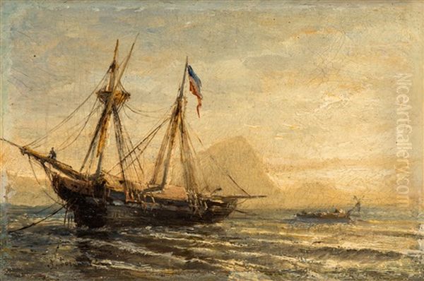 A Russian Barque Moored At Dusk - view 1