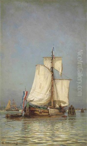 A Pair Of Maritime Scenes: A Fishing Vessel In Holland; And A Sailing Yacht Near Naples (pair) - view 1