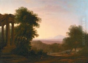 Paysage Pastoral Dans La Campagne Romaine by Nicolas Didier Boguet