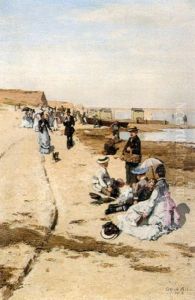 Beach Scene, The Isle Of Wight by Alfred Boehm