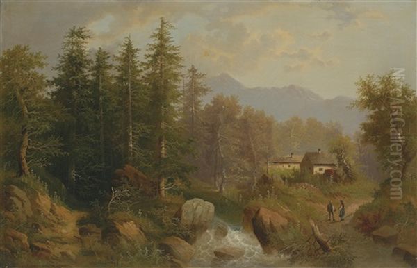 Alpenlandschaft Mit Einem Bach - view 1