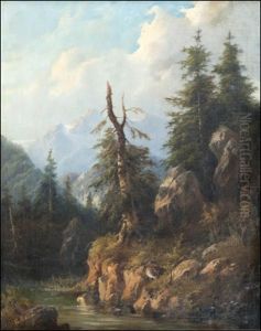 A Fox By The River Bank by Edouard Boehm