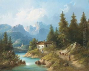 Gebirgslandschaft Mit Figurlicher Staffage
