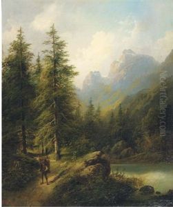 Partie Bei Salzburg: Landscape Near Salzburg by Edouard Boehm
