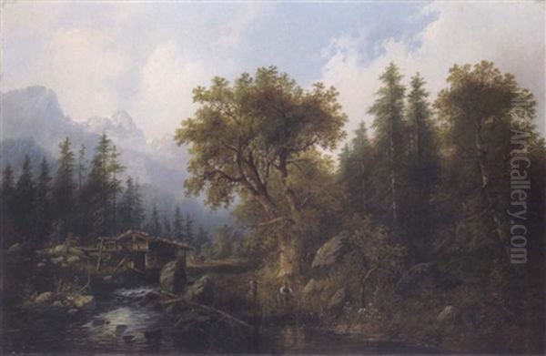 Gebirgslandschaft Mit Figurlicher Staffage - view 1