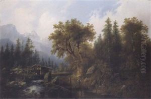 Gebirgslandschaft Mit Figurlicher Staffage