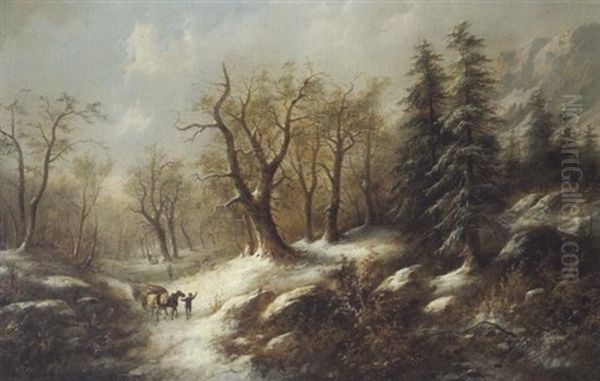 Holzarbeiter Im Winterwald - view 1