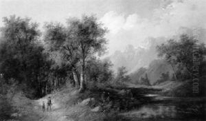 Gebirgslandschaft Mit Reisenden by Edouard Boehm