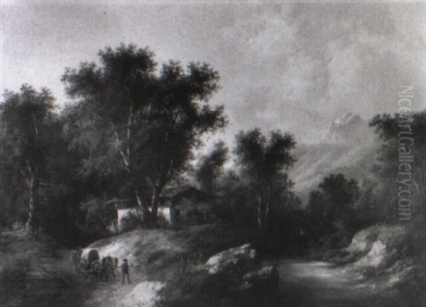 Gebirgslandschaft Mit Gehoft Und Staffagen - view 1