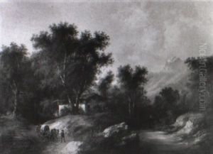 Gebirgslandschaft Mit Gehoft Und Staffagen by Edouard Boehm