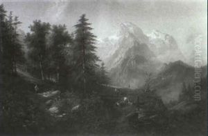 Sonniger Sp,tnachmittag Am Wellhorn Und Wetterhorn In Der Schweiz by Edouard Boehm