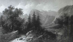 Gebirgsbach In Tirol by Edouard Boehm