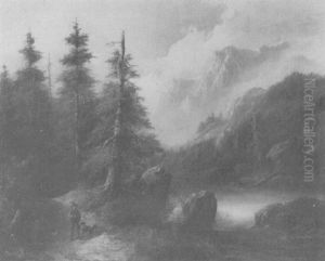 Alpenlandschaft Mit Jager Alpenlandschaft Mit Jager