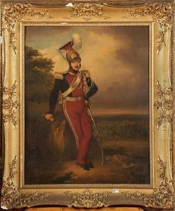 Portrait En Pied D'un 1er Lancier by Francois Jean Emmanuel Boehm
