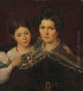 Bildnis Einer Jungen Frau Mit Ihrer Tochter by Francois Jean Emmanuel Boehm