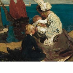Mother And Child By The Seaside
