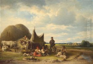 Midday Rest During Harvest by Pal (Paul) Boehm