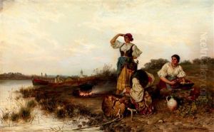 Preparing Dinner On The River Side by Pal (Paul) Boehm